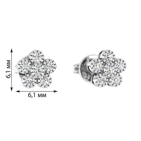 Серьги-пусеты из белого золота с бриллиантами (арт. Т011240010б) – изображение 3