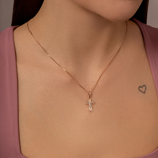 Золотой нательный крестик "Распятие" (арт. 501333) – изображение 2