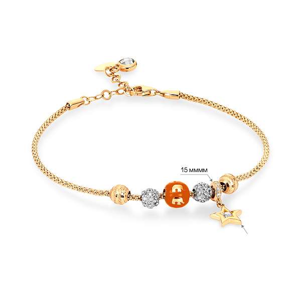 Браслет з жовтого золота з фіанітами та емаллю (арт. 324511жеоржП1) – зображення 2