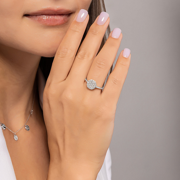 Золота каблучка з діамантами (арт. К341522050б) – зображення 2