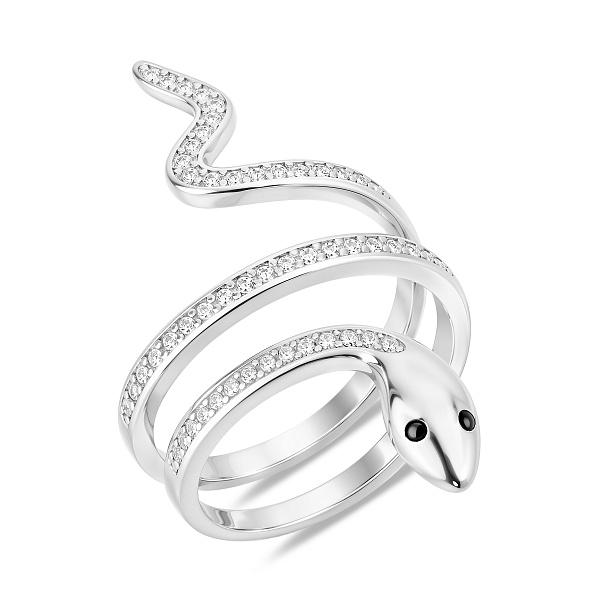 Массивное серебряное кольцо Змея (арт. 7501/8461ч) – изображение 1