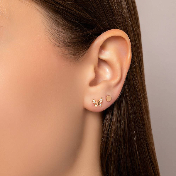 Пусеты из красного золота с фианитами (арт. 110910) – изображение 4