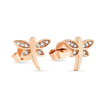 Фото Золоті пусети «Бабка» з фіанітами (арт. 107350)