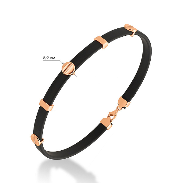 Каучуковий браслет зі вставками з червоного золота (арт. 326287) – зображення 4