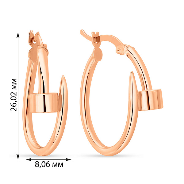 Золотые серьги "Гвоздь" без камней (арт. 107370/25) – изображение 2