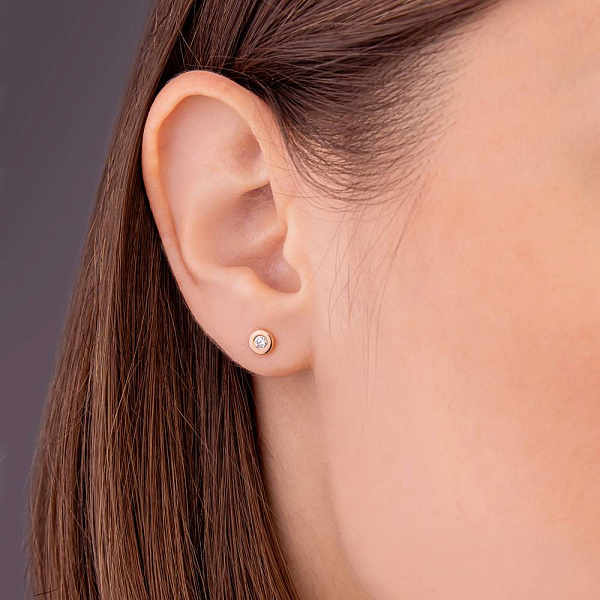 Золотые серьги-пусеты с бриллиантами (арт. Т011036010) – изображение 2