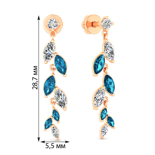 Золотые серьги с топазамы и фианитами (арт. 111248Пл) – изображение 6