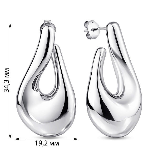Серебряные серьги-пусеты без камней (арт. 7518/7291) – изображение 2