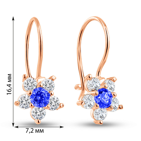 Детские золотые серьги Цветочки с фианитами (арт. 100085с) – изображение 3