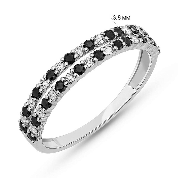 Золотое кольцо с черными и белыми бриллиантами (арт. К011883050бч) – изображение 3