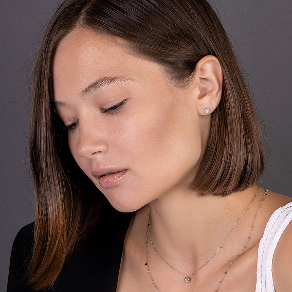 Пусеты из белого золота с бриллиантами  (арт. 2108949202) – изображение 3