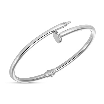 Фото Браслет «Гвоздь» из белого золота с фианитами (арт. 324860б)