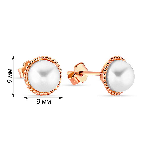 Пусети з червоного золота з перлами (арт. 103566прлб) – зображення 3