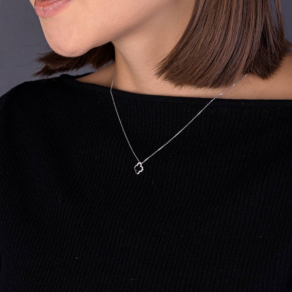 Колье из белого золота Клевер с бриллиантами (арт. Ц341292005б) – изображение 3