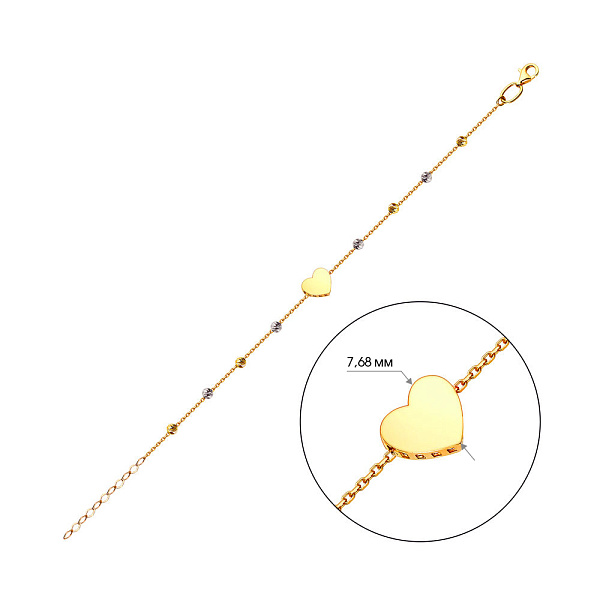 Золотий браслет «Сердечко» (арт. 323581ж) – изображение 2