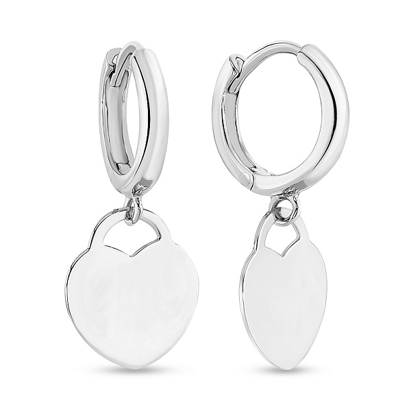 Сережки «Сердечки» из белого золота (арт. 107885/10б) – изображение 1