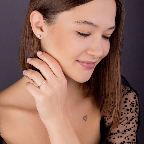 Золотое кольцо с бриллиантами (арт. К341374010б) – изображение 5