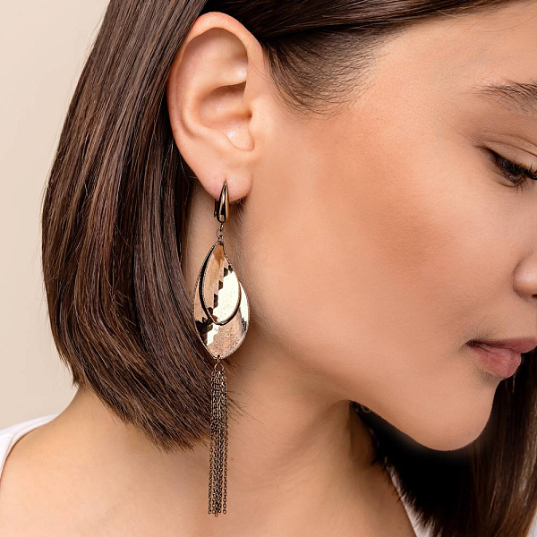 Длинные золотые серьги Francelli с подвеской (арт. 1091338кр) – изображение 2