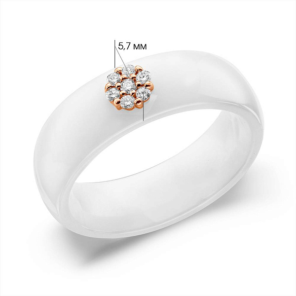 Каблучка з кераміки і золота з діамантами (арт. К011229005кб) – зображення 3