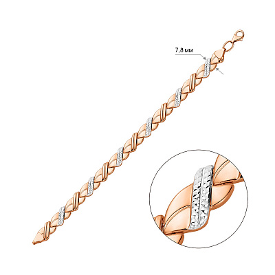 Браслет из красного золота с родированием (арт. 327190р)