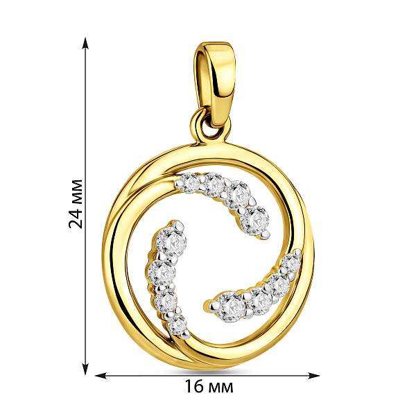 Подвеска из желтого золота с фианитами (арт. 440600ж) – изображение 2