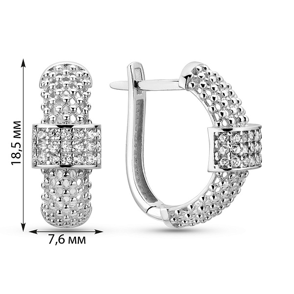 Серьги из белого золота с фианитами (арт. 1092013б) – изображение 5