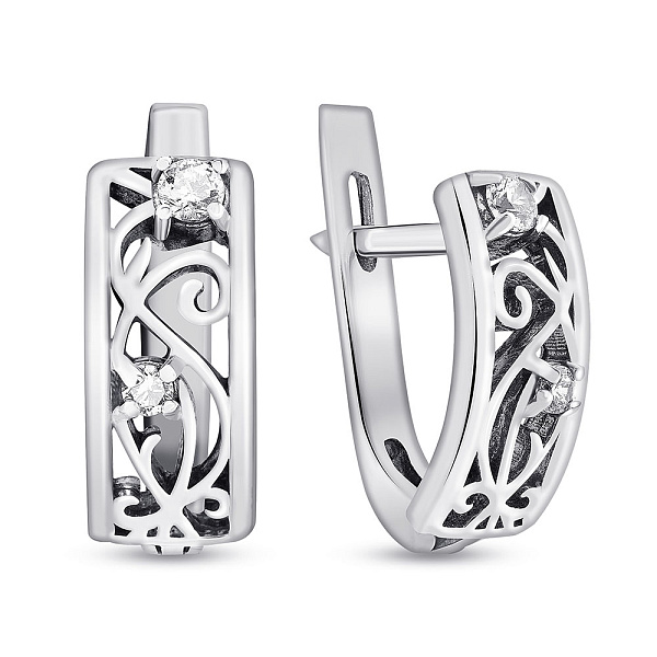 Серебряные серьги с россыпью камней (арт. 7902/1028.10) – изображение 1