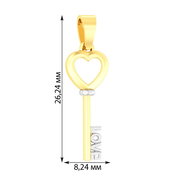 Золота підвіска Ключик Love (арт. 440649ж) – зображення 2