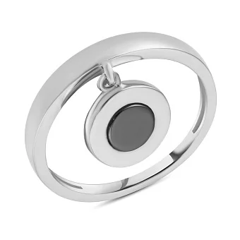 Кольцо из белого золота с подвеской и ониксом (арт. 153687бо)