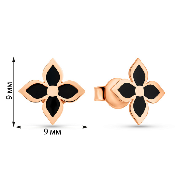 Золотые серьги-пусеты с эмалью (арт. 1091291еч) – изображение 4
