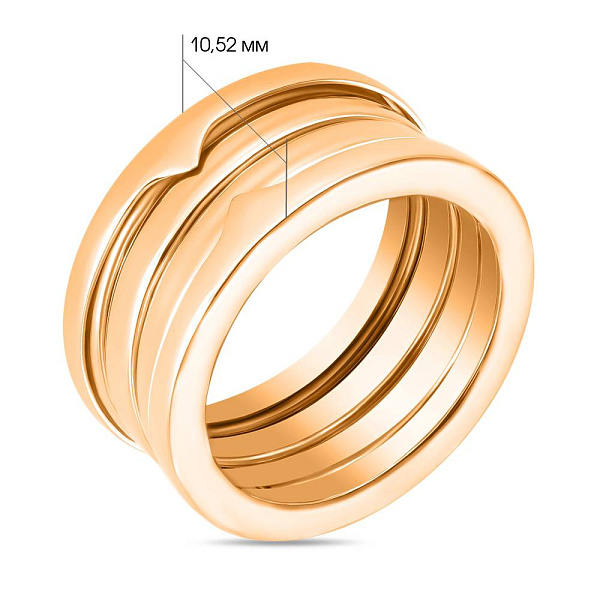 Золота каблучка в червоному кольорі металу (арт. 152365) – зображення 2