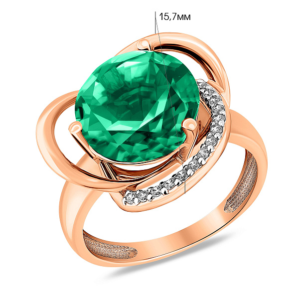 Золотое кольцо с кварцем и фианитами (арт. 140697Псз) – изображение 2