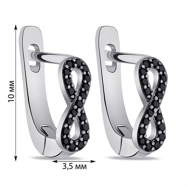 Сережки Бесконечность из серебра с фианитами (арт. 7502/9130ч) – изображение 2