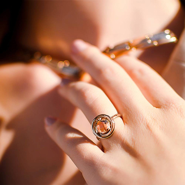 Золотое кольцо с кварцем (арт. 140617Пкр) – изображение 2