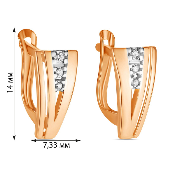 Серьги из красного золота с фианитами (арт. 107725) – изображение 2