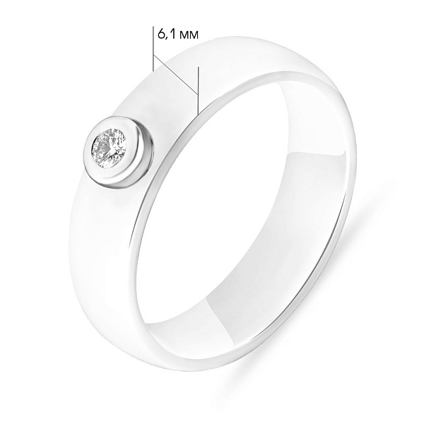 Кольцо из золота и керамики с бриллиантом (арт. К011228010бб) – изображение 5