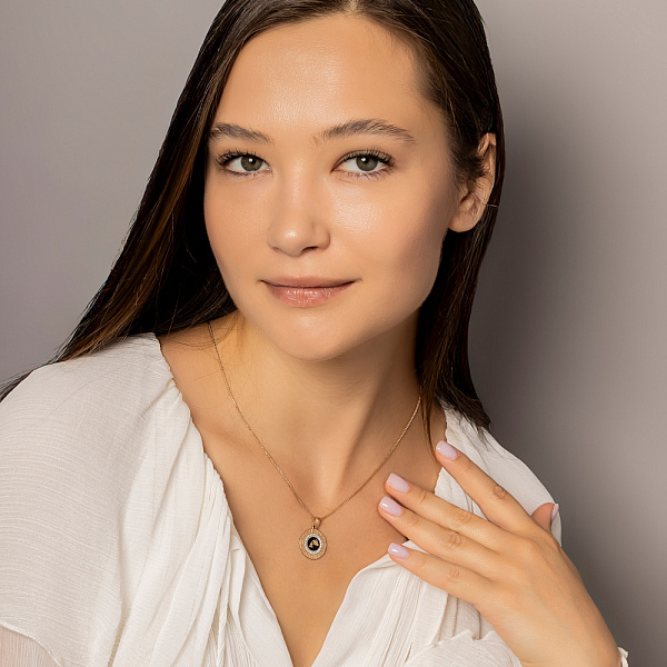 Подвес из золота "Водолей" с эмалью и фианитами (арт. 440681ечвд) – изображение 4