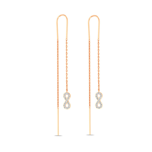 Золотые серьги-протяжки "Бесконечность" с фианитами (арт. 110971) – изображение 1