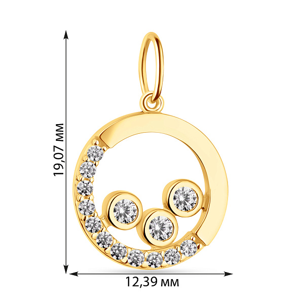 Підвіс з жовтого золота з фіанітами (арт. 424181ж) – зображення 2