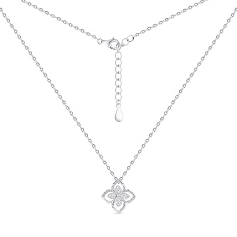 Серебряное колье Цветок с фианитами (арт. 7507/2376/15)