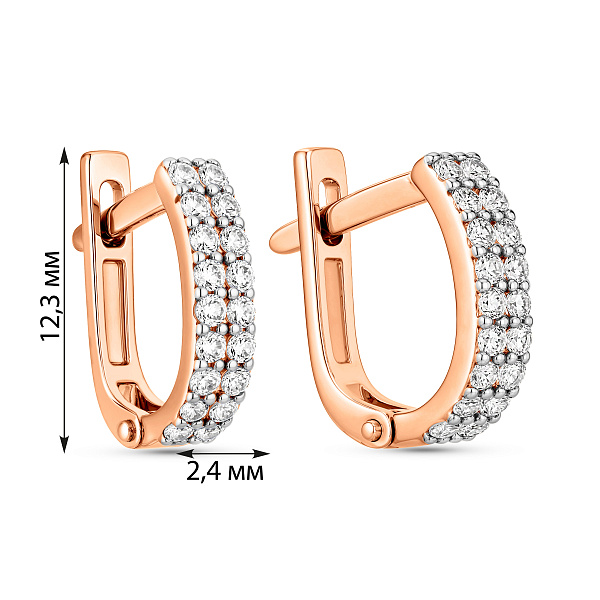 Сережки из красного золота с фианитами (арт. 110356) – изображение 3