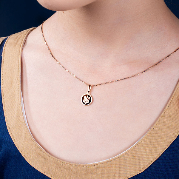 Подвес из красного золота Трезубец-Герб Украины с эмалью (арт. 441203еч) – изображение 3