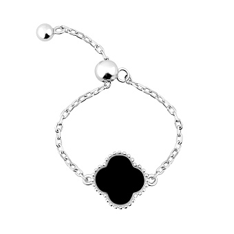 Срібна каблучка Конюшина з оніксом (арт. 7501/8390/9о)