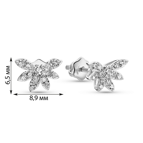 Серьги-пусеты из белого золота с бриллиантами (арт. С341608020б) – изображение 2