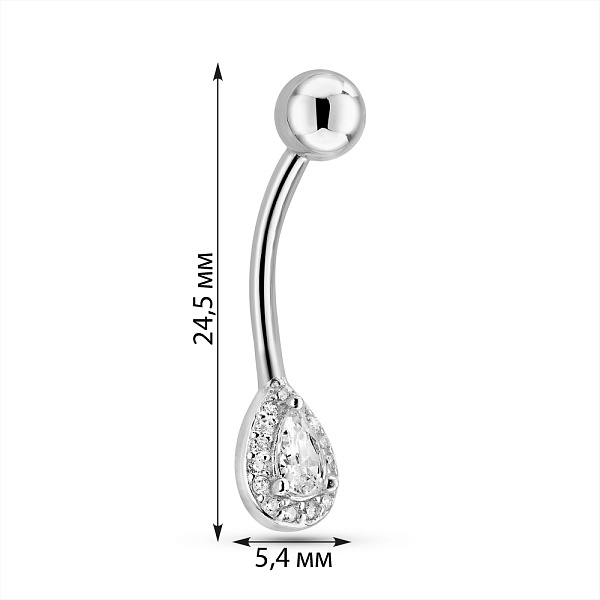 Сережка-пірсинг для пупка з фіанітами (арт. 7512/2186014) – зображення 2
