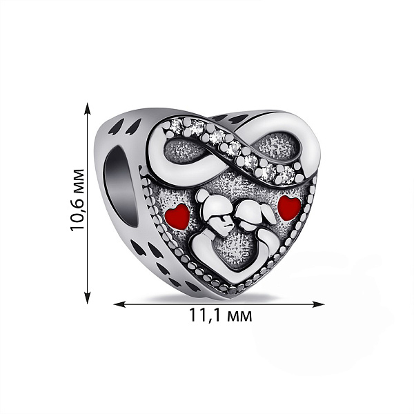 Серебряный шарм Мама и дочка с эмалью и фианитами (арт. 7903/4255ек) – изображение 2