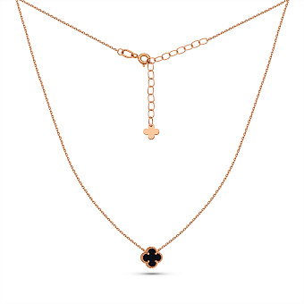 Золотое колье Клевер с ониксом (арт. 361496/7о)