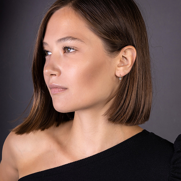 Золотые серьги-кольца Корона без камней  (арт. 111189) – изображение 4