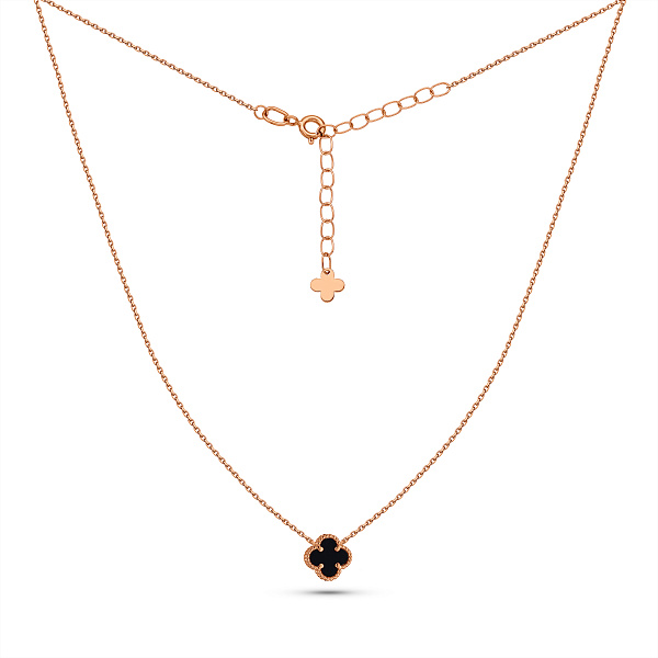 Золотое колье Клевер с ониксом (арт. 361496/7о) – изображение 2