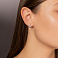 Золотые серьги-пусеты листик с подвеской с фианитами (арт. 111338) – изображение 2